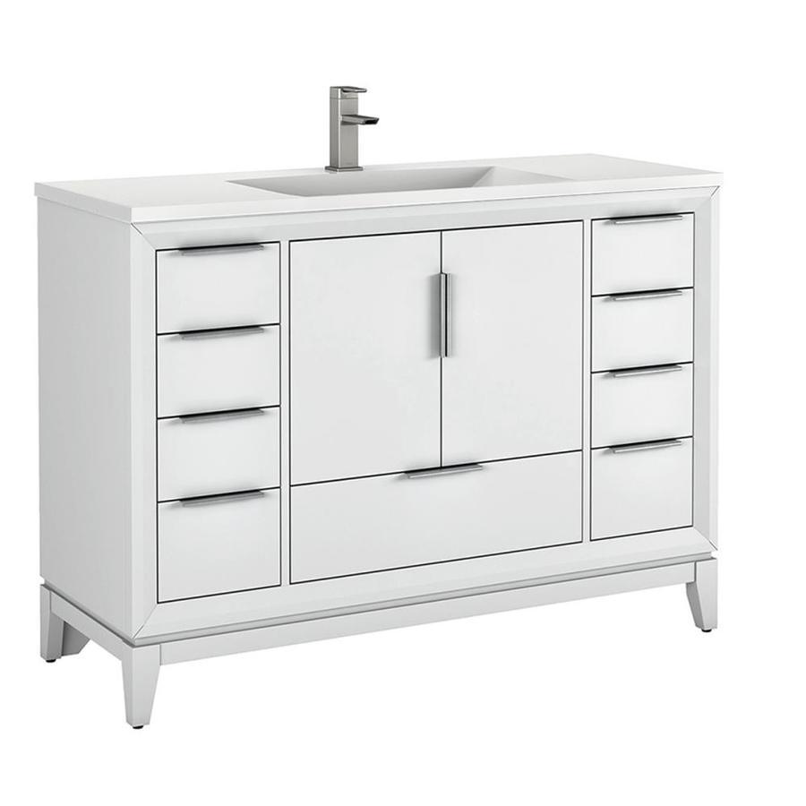 Scott Living Robinson 48-in Coffee Oak Single Sink Bathroom Vanity with White Acrylic Top - Super Arbor