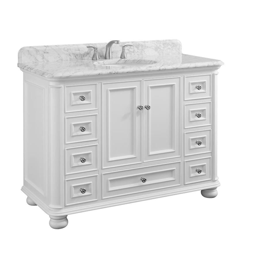 Scott Living Wrightsville 48-in Light Gray Single Sink Bathroom Vanity with Natural Carrara Marble Top - Super Arbor