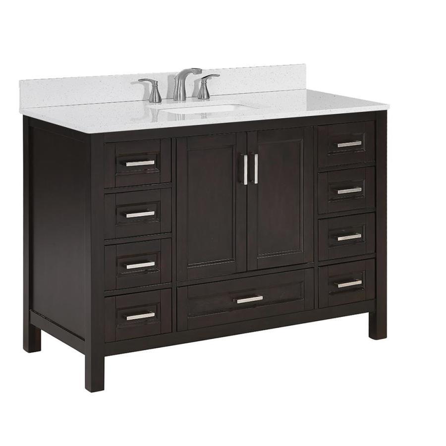 Durham 48-in White Oak Single Sink Bathroom Vanity with Terrazzo Engineered Stone Top - Super Arbor