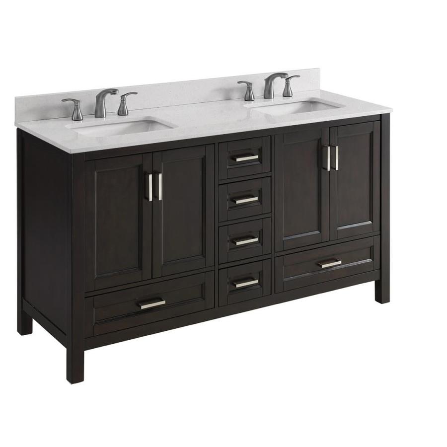 Durham 60-in Light Gray Double Sink Bathroom Vanity with Terrazzo Engineered Stone Top