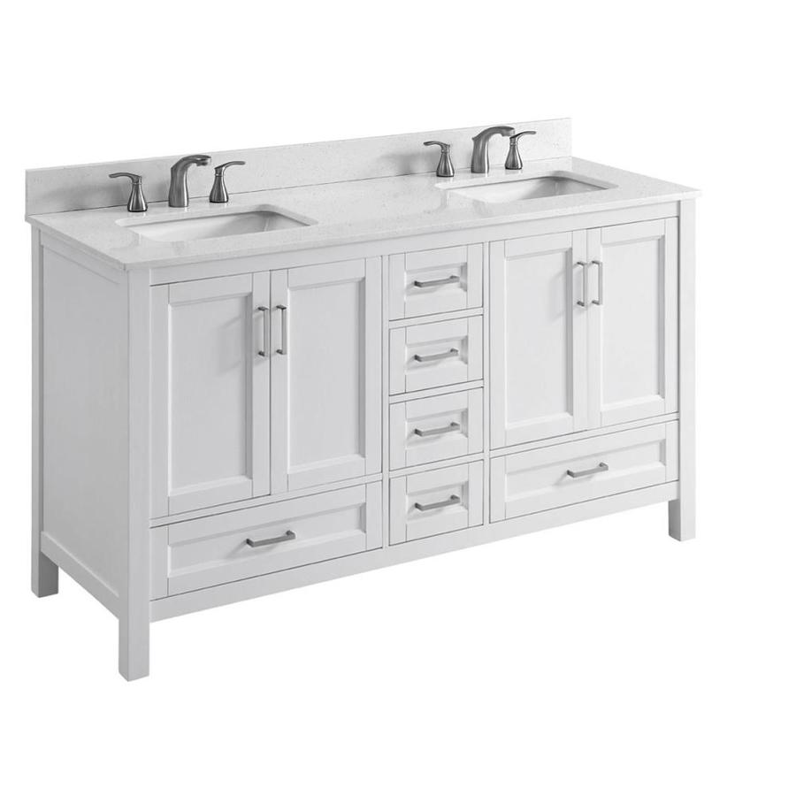 Durham 60-in Light Gray Double Sink Bathroom Vanity with Terrazzo Engineered Stone Top - Super Arbor