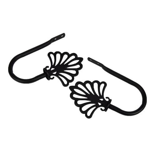 Rod Desyne Fan 2-Pack Antique Brass Steel Curtain Holdbacks - Super Arbor