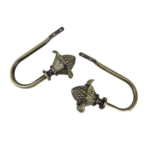 Rod Desyne Bloom 2-Pack Black Steel Curtain Holdbacks - Super Arbor