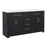 Style Selections Cauley 60-in Black Double Sink Bathroom Vanity with White Cultured Marble Top