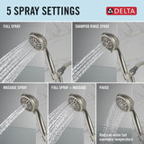 Delta Universal Showering Components Brushed Nickel 5-Spray Handheld Shower, 1.75 GPM (6.6 LPM)