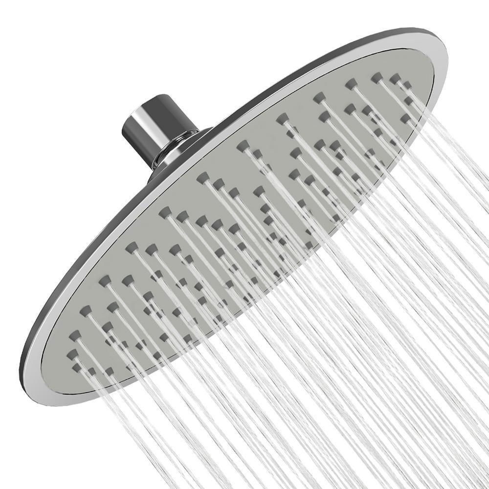1-Spray Setting 8 in. Single Wall Mount Fixed Adjustable Shower Head in Chrome - Super Arbor