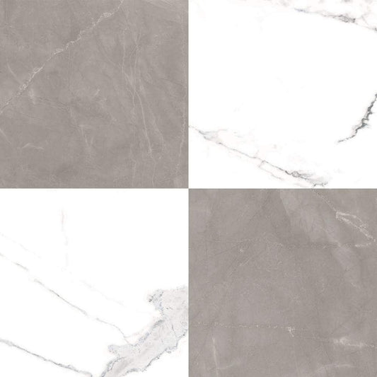 The Tile Life Windsor Checkerboard Calacatta Gris 12-in x 12-in Matte Porcelain Marble look Floor and Wall Tile product image