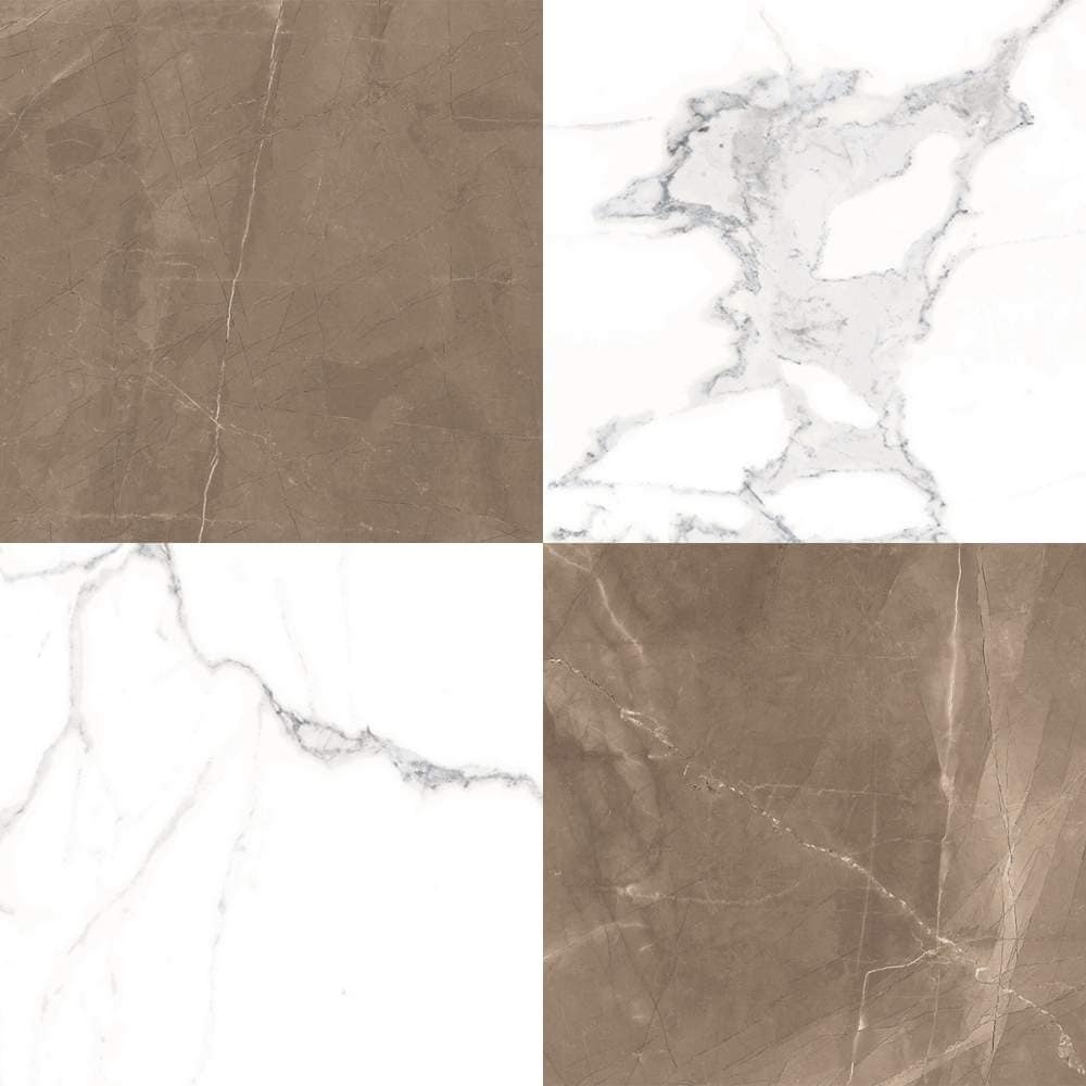 The Tile Life Windsor Checkerboard Bronze Calacatta 12-in x 12-in Matte Porcelain Marble look Floor and Wall Tile product image
