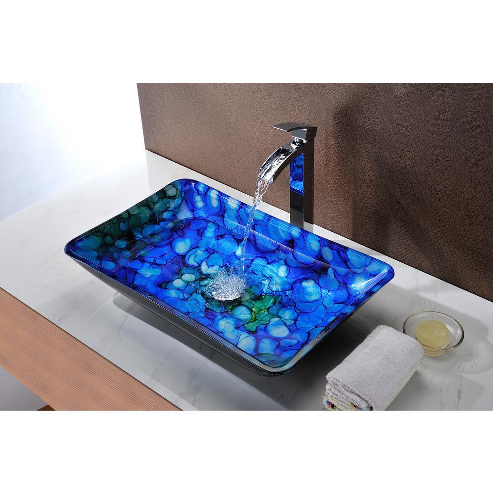 Avao Deco-Glass Vessel Sink in Lustrous Blue - Super Arbor