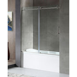 Raymore 60 in. x 62 in. Frameless Sliding Bathtub Door in Polished Chrome - Super Arbor