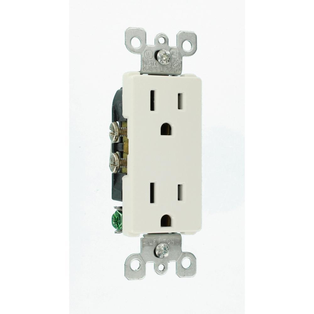 Decora 15 Amp Residential Grade Self Grounding Duplex Outlet, White - Super Arbor