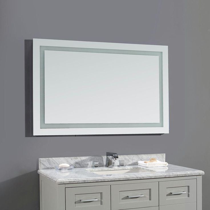 43.3 in. W x 27.6 in. H Frameless Rectangular LED Light Bathroom Vanity Mirror in Mirror