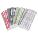 Multi-Color Flatware Design Chic Pattern Weave Cotton Kitchen Towel Set (8-Pieces)
