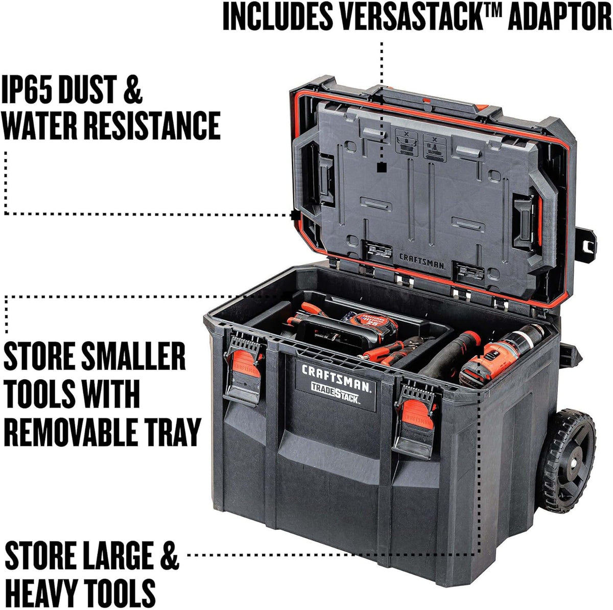CRAFTSMAN TRADESTACK System 22.5-in Black Structural Foam Lockable Rolling Tool Box (CMST21445)