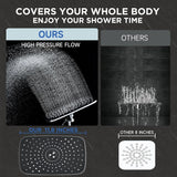 Veken Wide Rain Shower Head with Handheld Spray, High Pressure Combo with Adjustable Arm, Chrome Finish
