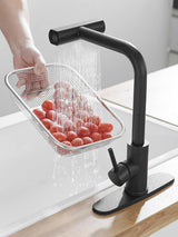 JOOM Black Kitchen Faucet with Pull Down Sprayer, Waterfall Design, Stainless Steel