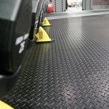 Rubber-Cal "Diamond-Plate" Rubber Flooring Rolls, 3 mm x 4 ft x 4 ft, Black