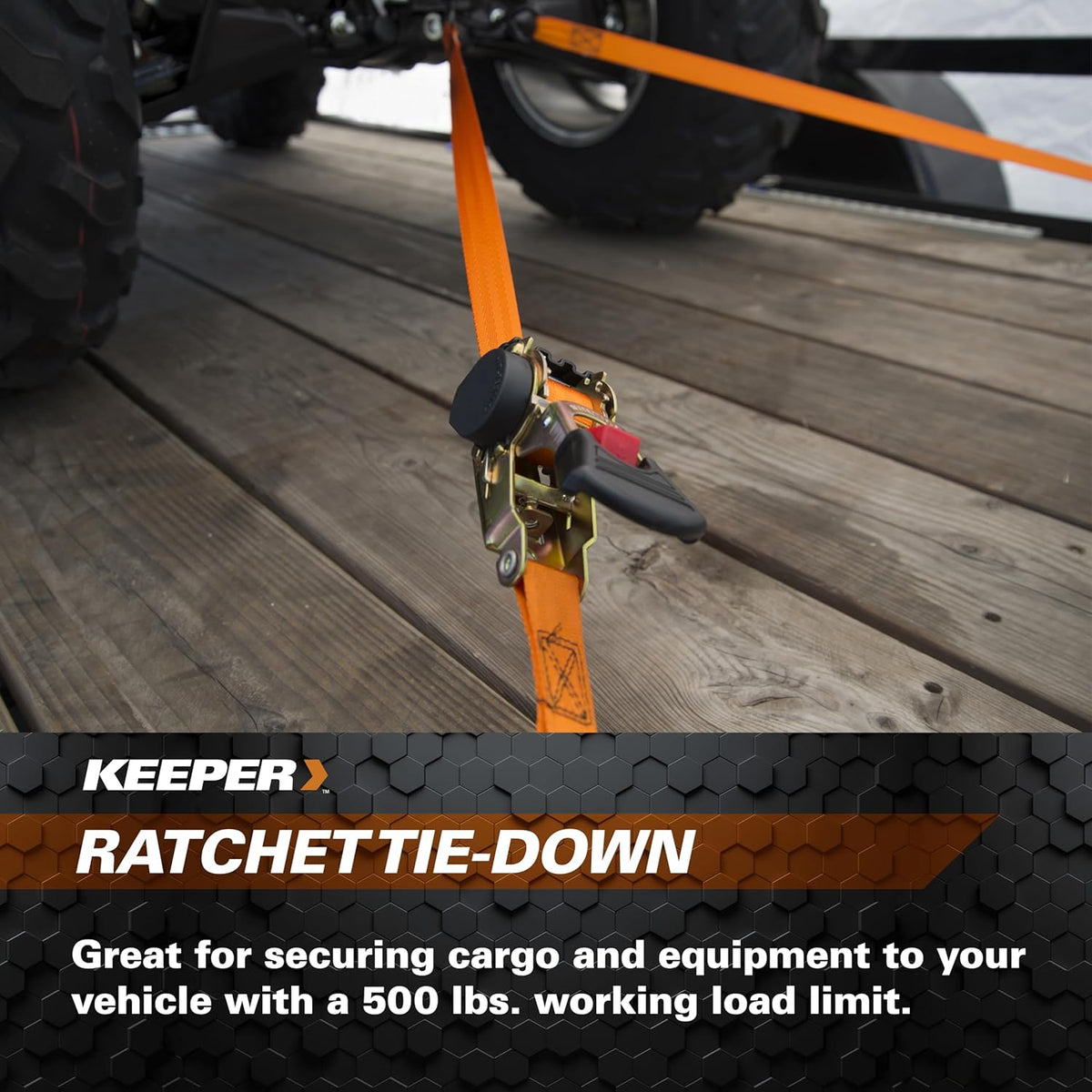 Keeper 1 in. x 6 ft. x 500 lbs. Retractable Motorcycle/ATV Ratchet Tie-Down Straps (2-Pack)