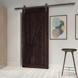 36 in. x 84 in. Canadian Hemlock Distressed Smoke Sliding Barn Door with Hardware Kit - Super Arbor