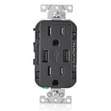3.6A USB Dual Type A In-Wall Charger with 15 Amp Tamper-Resistant Outlets, Ivory - Super Arbor