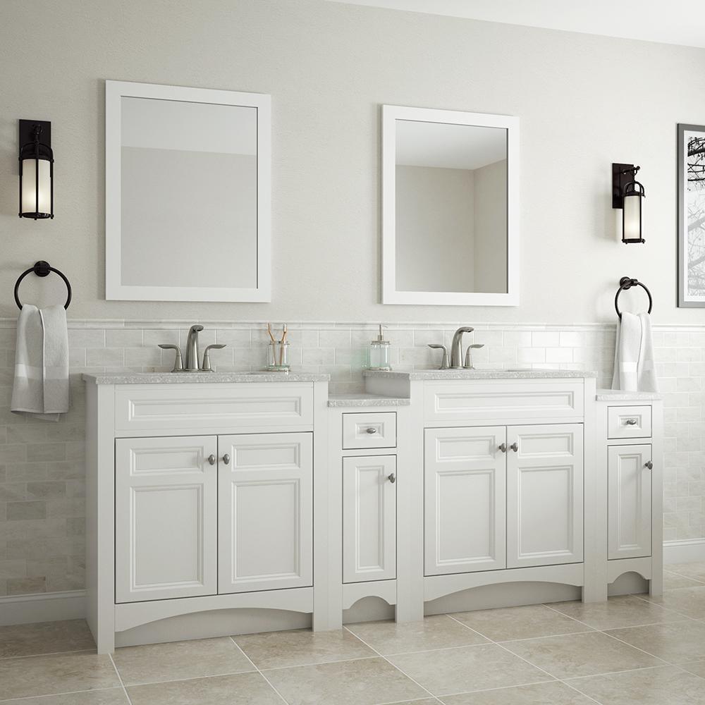 Modular 30-1/2 in. W Bath Vanity in White with Solid Surface Technology Vanity Top in Silver Fox with White Basin - Super Arbor