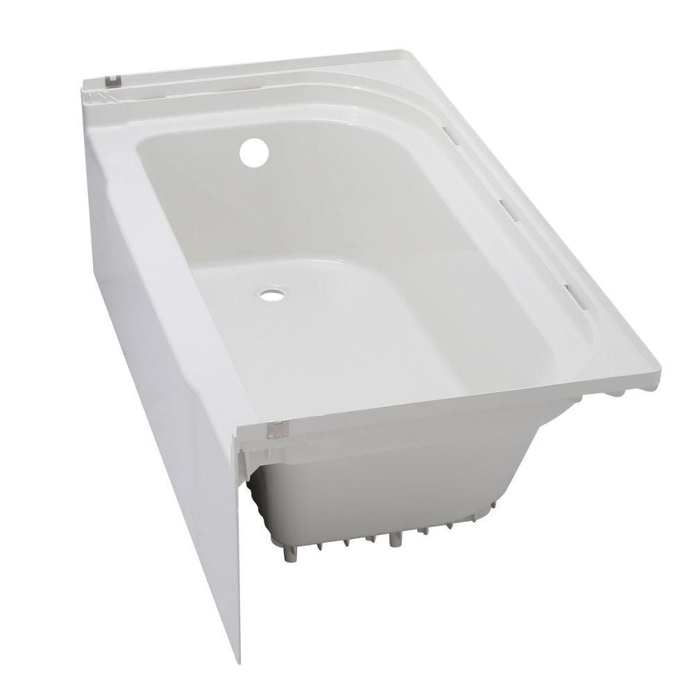 Accord 5 ft. Left Drain Rectangular Alcove Soaking Tub in White - Super Arbor