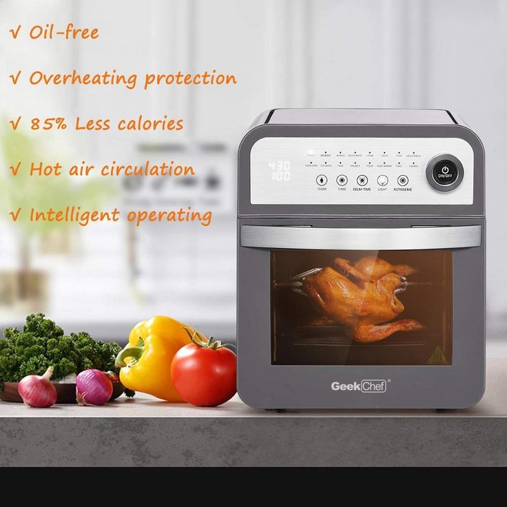 1600-Watts 12 Qt. Gray 16-Preset Modes All-in-One Multi-Function Air Fryer Oven with Rotisserie and Dehydrator