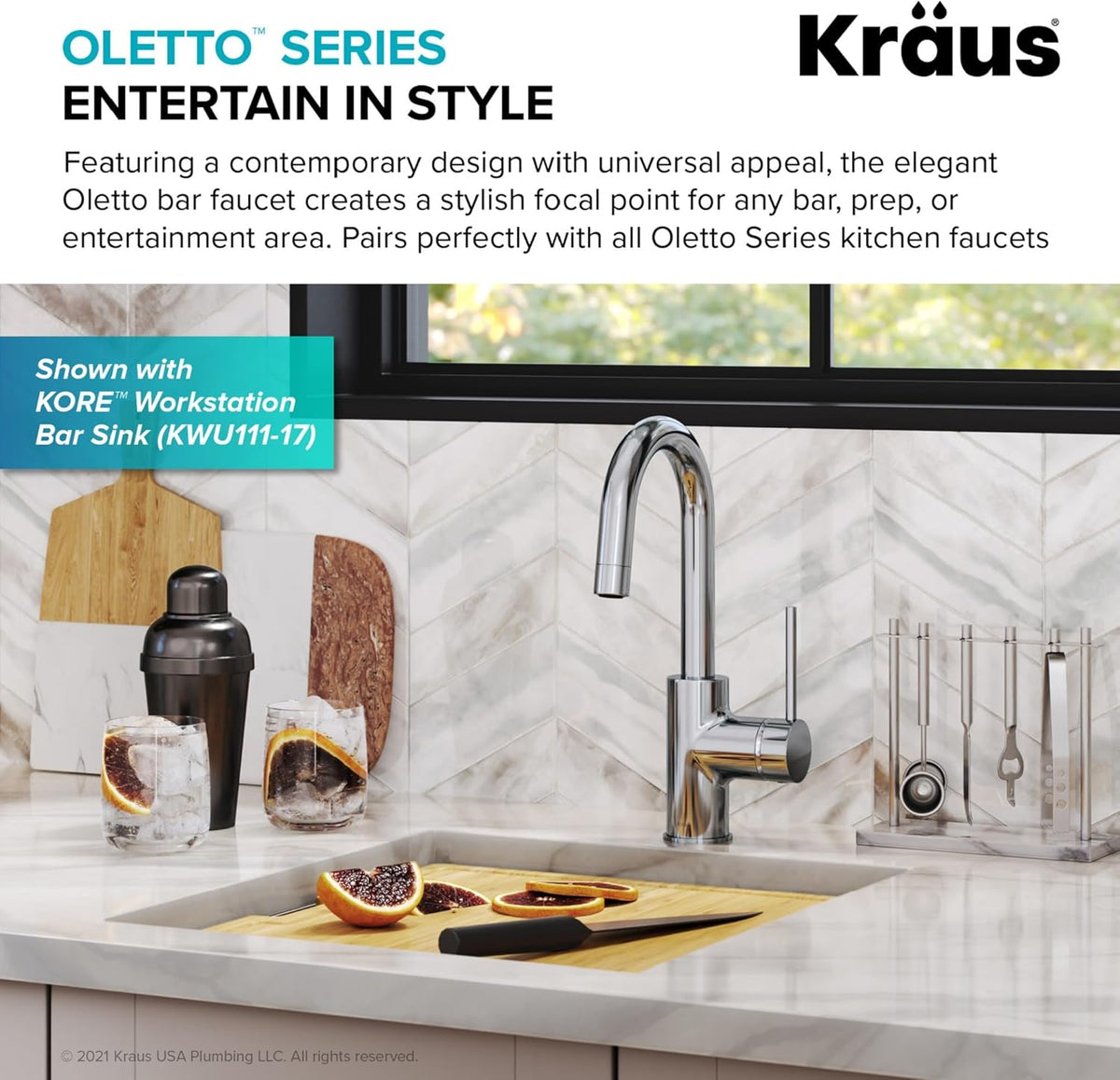 KRAUS Oletto Single Handle Bar Kitchen Faucet, Chrome, KPF-2600CH