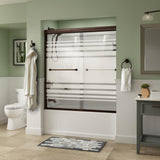 Everly 60 in. x 58-1/8 in. Traditional Semi-Frameless Sliding Bathtub Door in Nickel and 1/4 in. (6mm) Mozaic Glass - Super Arbor