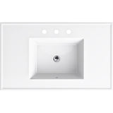 Ceramic/Impressions 37 in. W. Rectangular Vanity Top with 8 in. Widespread Faucet Holes in White - Super Arbor