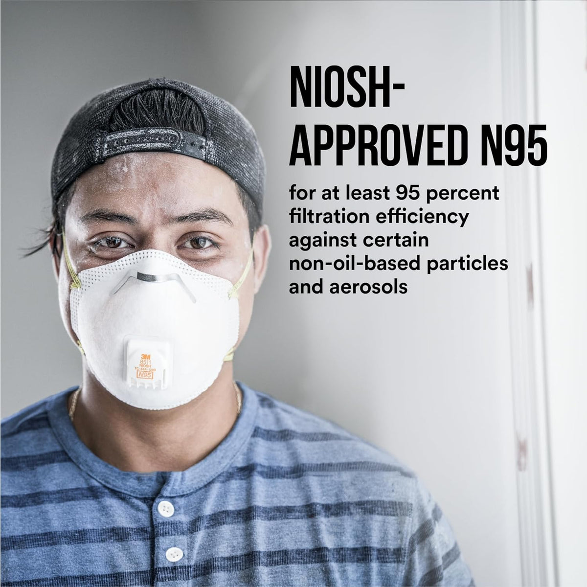3M 8511 N95 Respirator with Cool Flow Valve, Disposable Sanding & Fiberglass Mask, 2-Pack