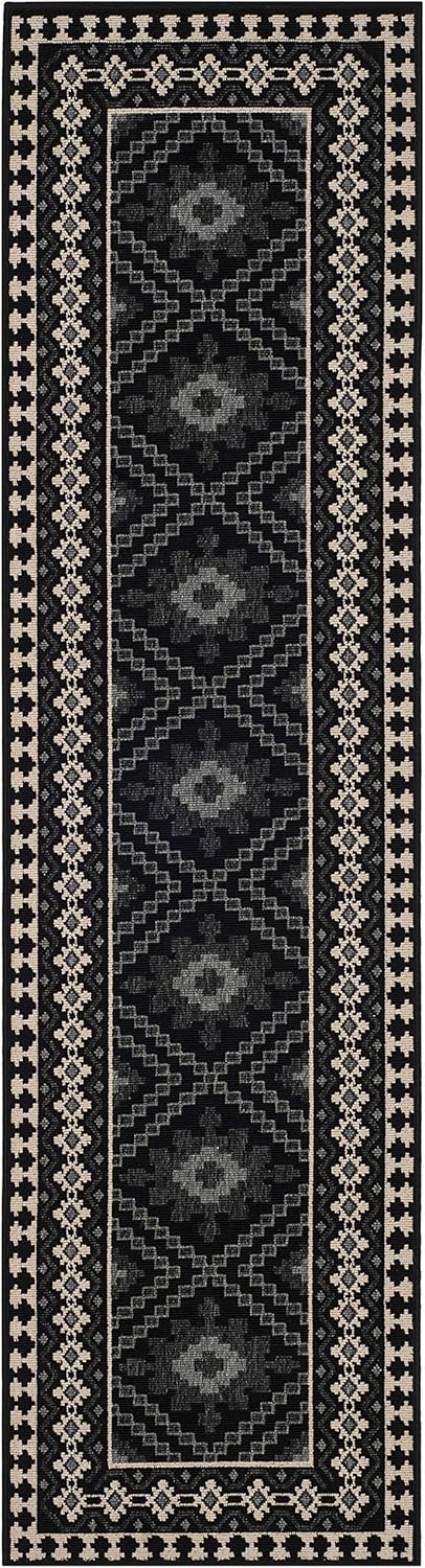 Safavieh Veranda 2-ft-7-in x 5-ft Black/Creme Indoor/Outdoor Abstract Coastal Throw Rug