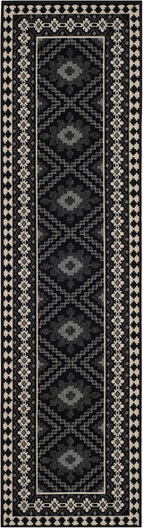 Safavieh Veranda 2-ft-7-in x 5-ft Black/Creme Indoor/Outdoor Abstract Coastal Throw Rug