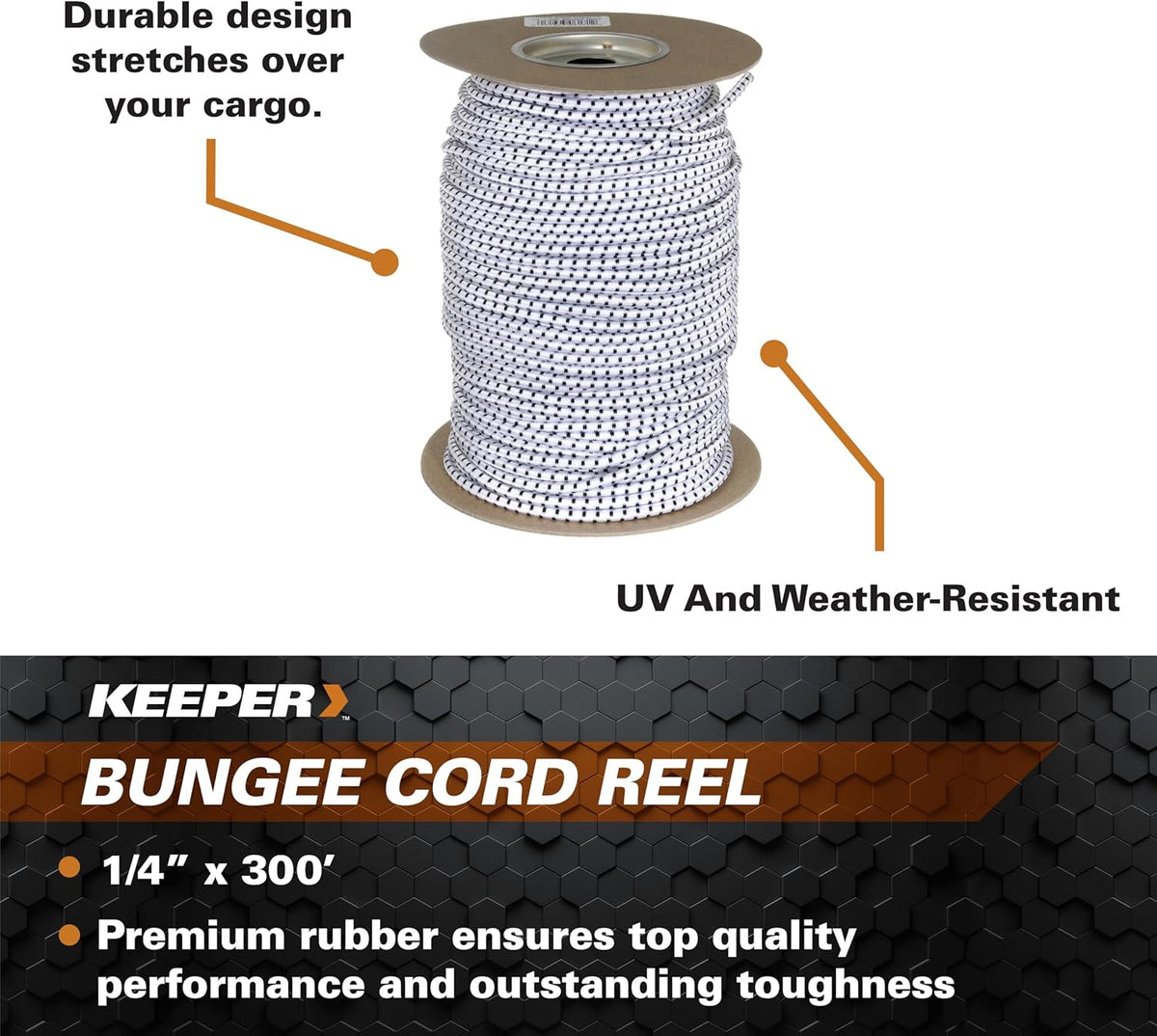 Keeper 4 mm x 300 ft. Rubber Mini Bungee Cord Reel