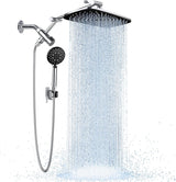 Veken Wide Rain Shower Head with Handheld Spray, High Pressure Combo with Adjustable Arm, Chrome Finish