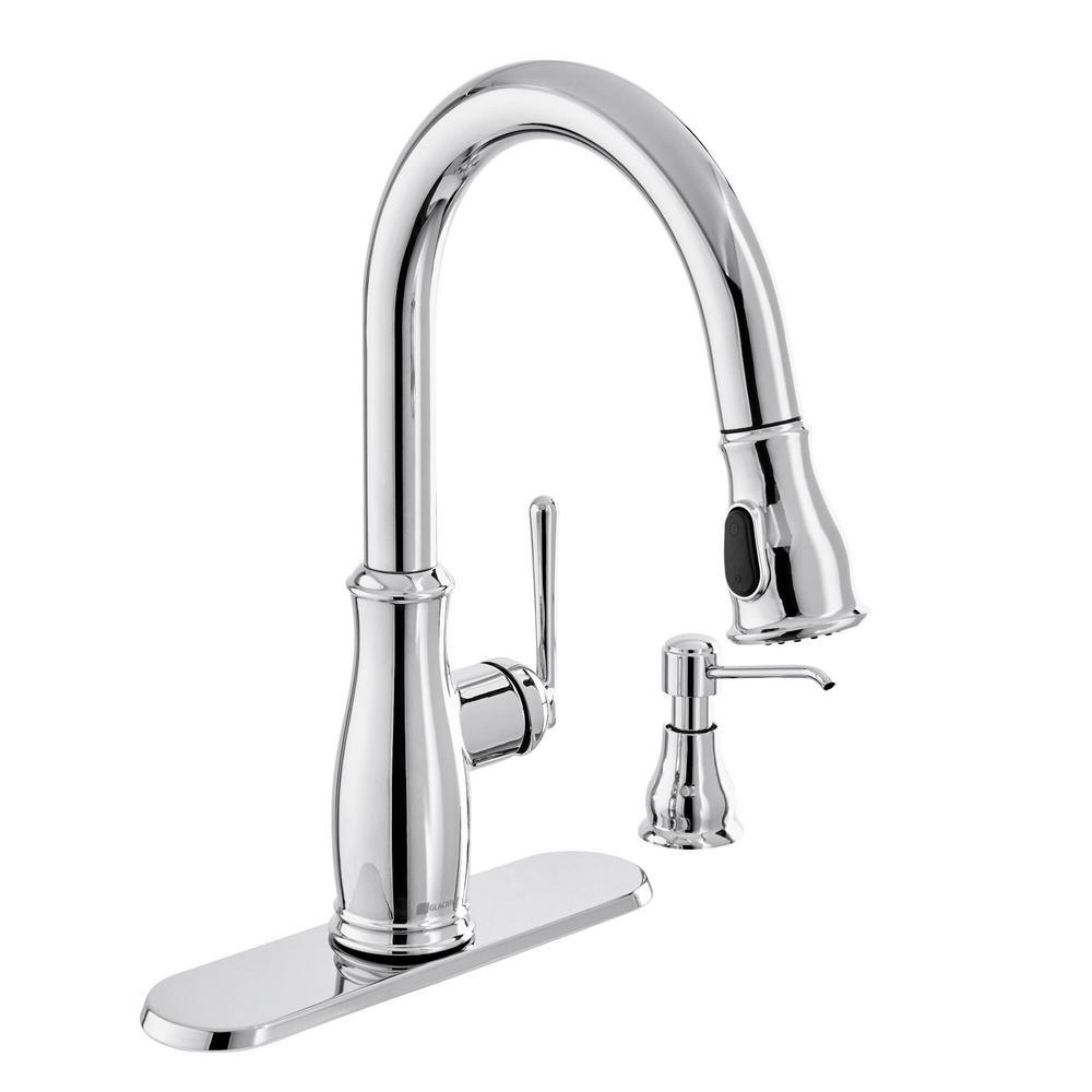 Kagan Single-Handle Pull-Down Sprayer Kitchen Faucet with Soap Dispenser in Bronze - Super Arbor