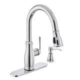 Kagan Single-Handle Pull-Down Sprayer Kitchen Faucet with Soap Dispenser in Bronze - Super Arbor