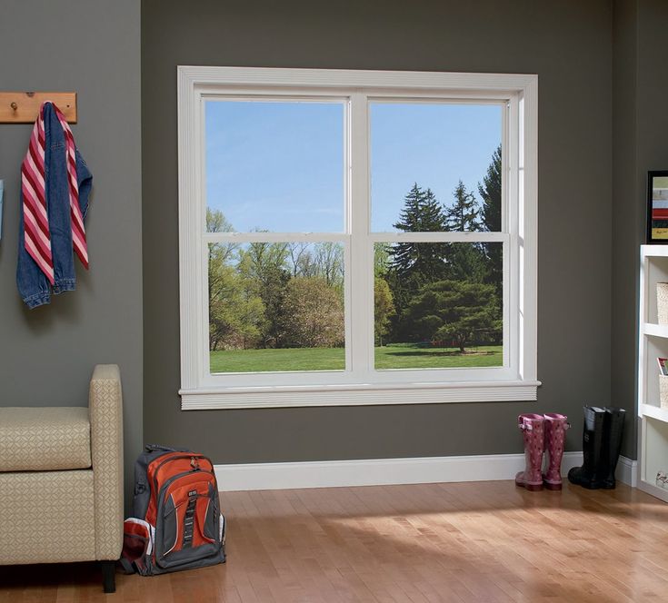 RELIABILT 105 Series New Construction 35-1/2-in x 59-1/2-in x 2-5/8-in Jamb White Vinyl Low-e Argon Single Hung Window with Grids Half Screen Included