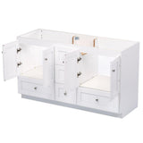 Shaker 60 in. W x 21 in. D x 34.5 in. H Vanity for Double Basins Cabinet Only in Satin White - Super Arbor