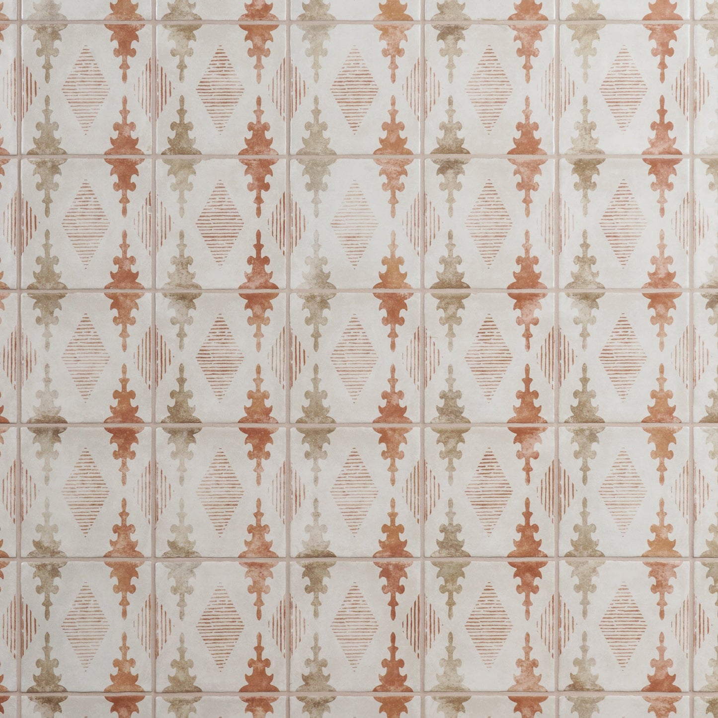 Artmore Tile Paula Purroy Reverie Aztec Terracotta 5-in x 5-in Matte Ceramic Encaustic Wall Tile product image