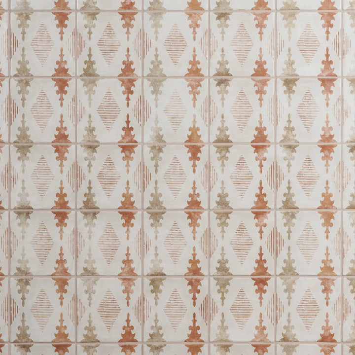 Artmore Tile Paula Purroy Reverie Aztec Terracotta 5-in x 5-in Matte Ceramic Encaustic Wall Tile product image