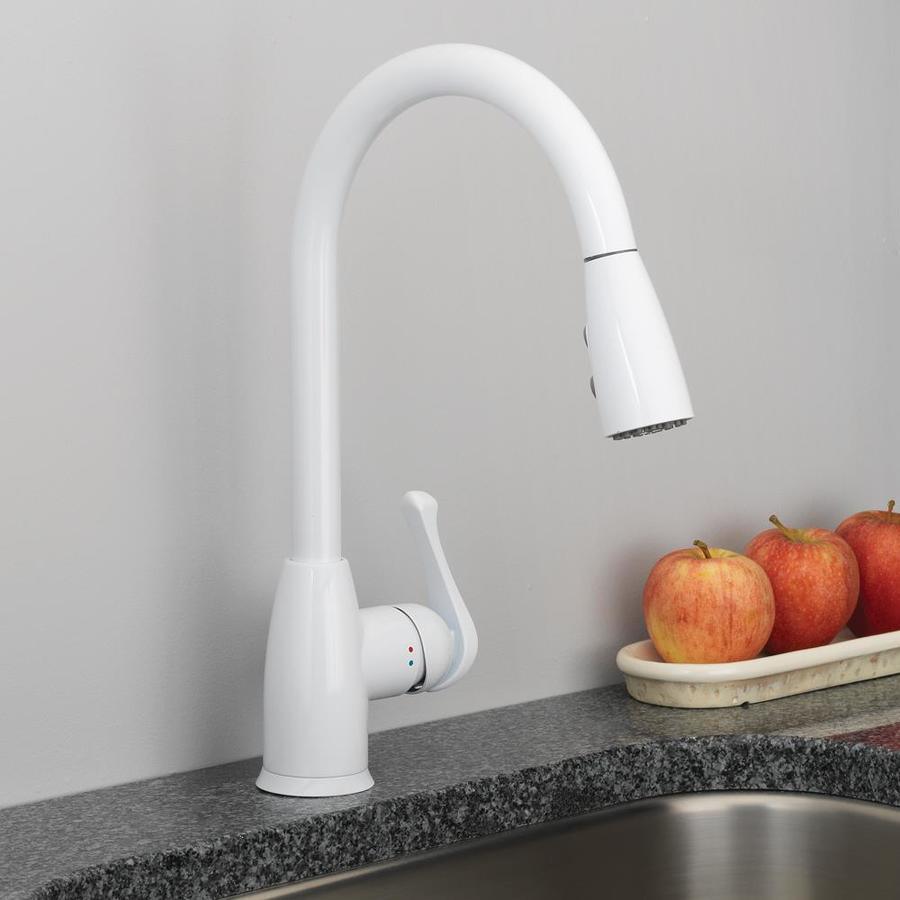 Project Source Stainless Steel 1-Handle Deck Mount Pull-Down Handle Kitchen Faucet (Deck Plate Included) - Super Arbor