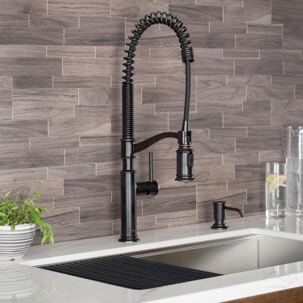 Sellette Single-Handle Pull-Down Sprayer Kitchen Faucet with Dual Function Sprayhead in Oil Rubbed Bronze - Super Arbor
