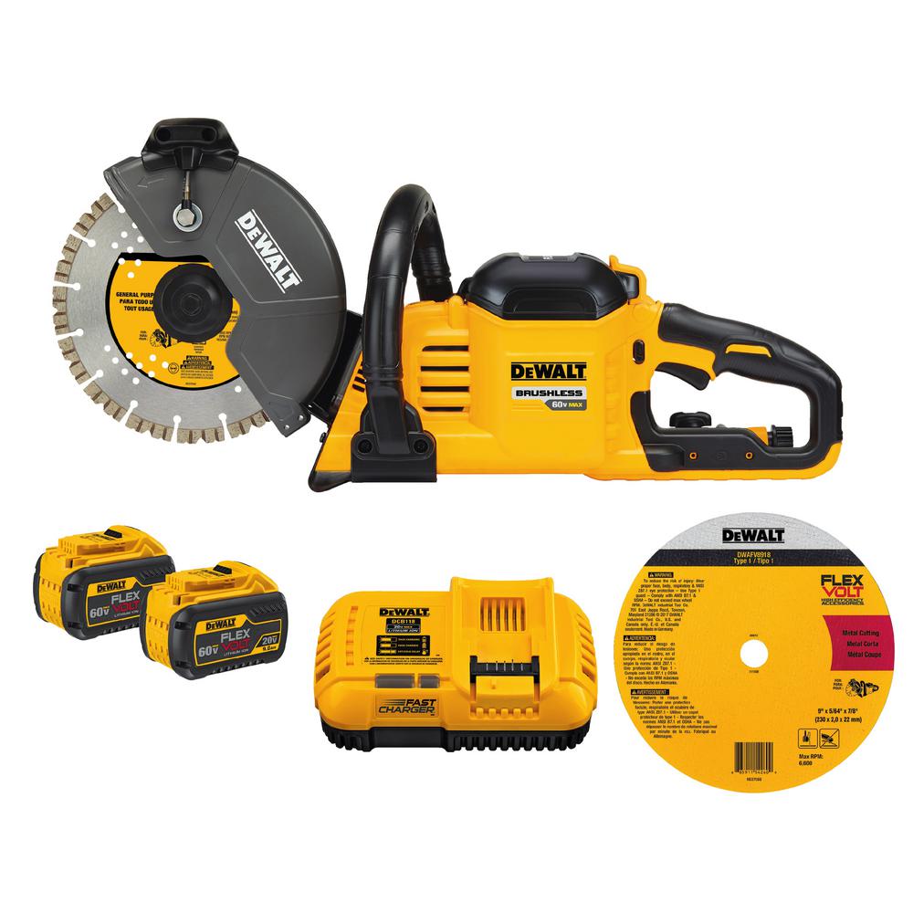 FLEXVOLT 60-Volt Lithium-Ion Cordless 9 in. Construction Saw w/(2) FLEXVOLT Batteries & 7-1/4 in. Wormdrive Circular Saw