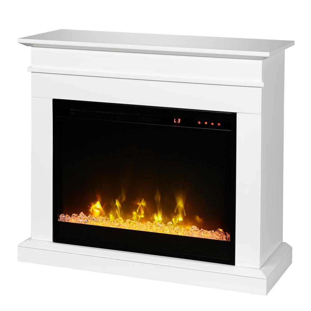 Jasmine 31 in. Mantel with a 23 in. Electric Fireplace in White - Super Arbor