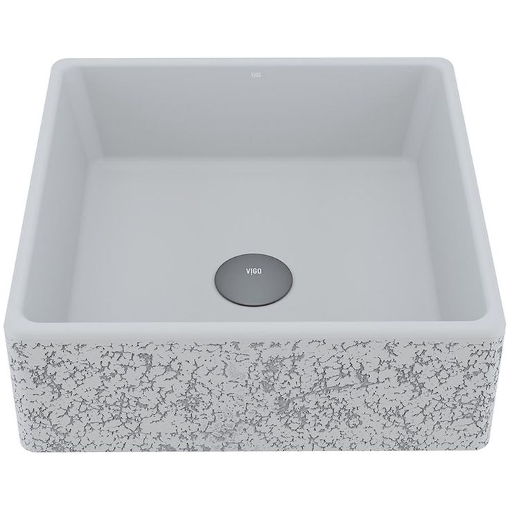 VIGO Dianthus Handmade Matte Stone Square Vessel Bathroom Sink in Matte White