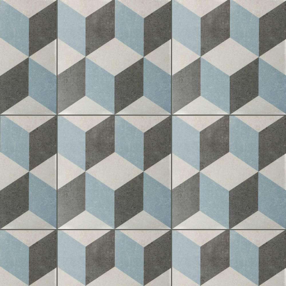 The Tile Life Prism Gray 9-in x 9-in Matte Porcelain Encaustic Floor and Wall Tile product image