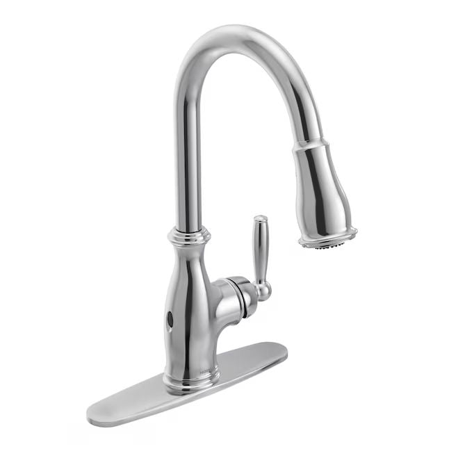 Moen Brantford Chrome 1-Handle Deck-Mount Pull-Down Touchless Kitchen Faucet (Deck Plate Included)