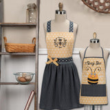 Queen Bee Yellow Cotton Hostess and Child Apron Set