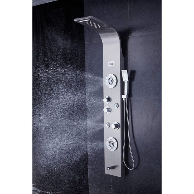 55 in. 6-Jet Shower Panel System with LED Rainfall Waterfall Shower Head Handshower and Tub Spout in Brushed Nickel